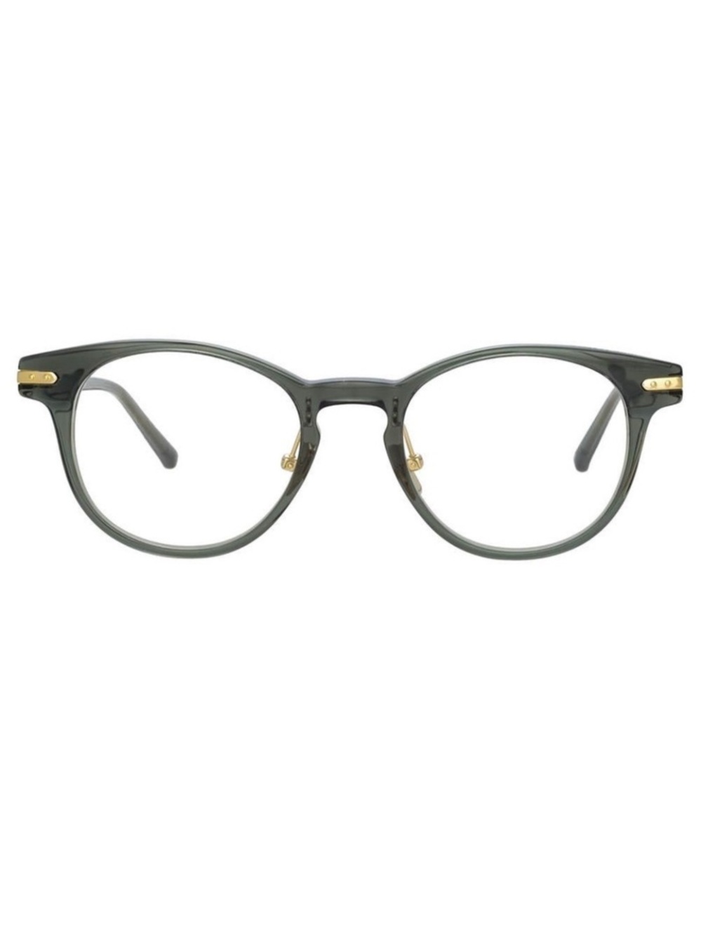NWT Full Set Linda Farrow Bay D-Frame Optical Titanium 22K Gold Green LF25C12 RX